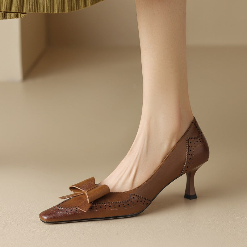 Women's Leather Ribbon Pumps