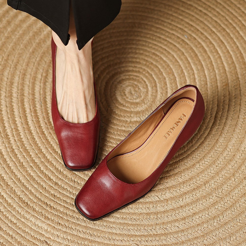 Women's Leather Square Pumps