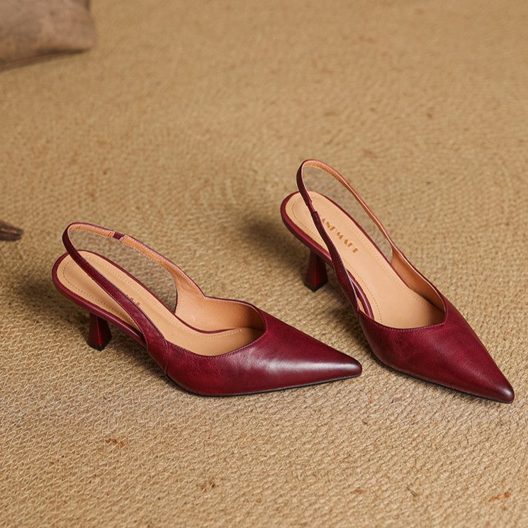 Women's Slingback Leather Heels
