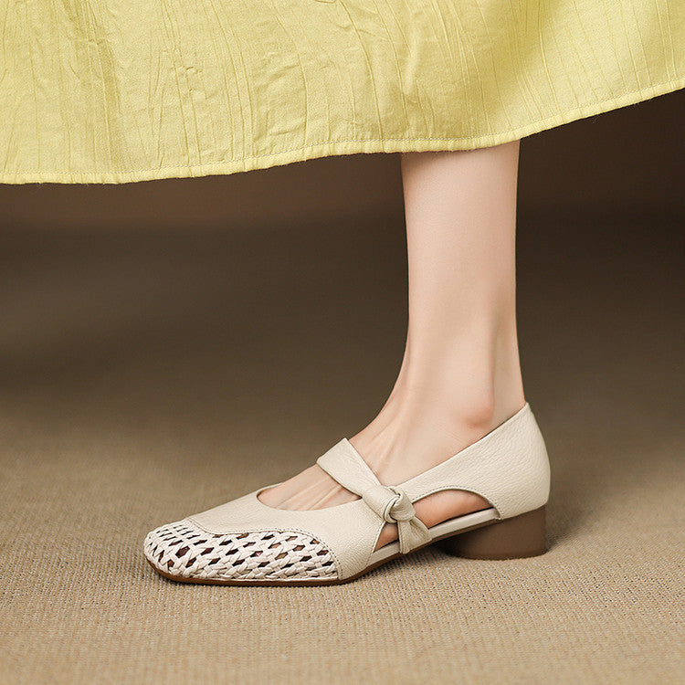 Women's Woven Leather Mary Janes