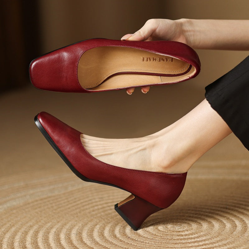 Women's Leather Square Pumps