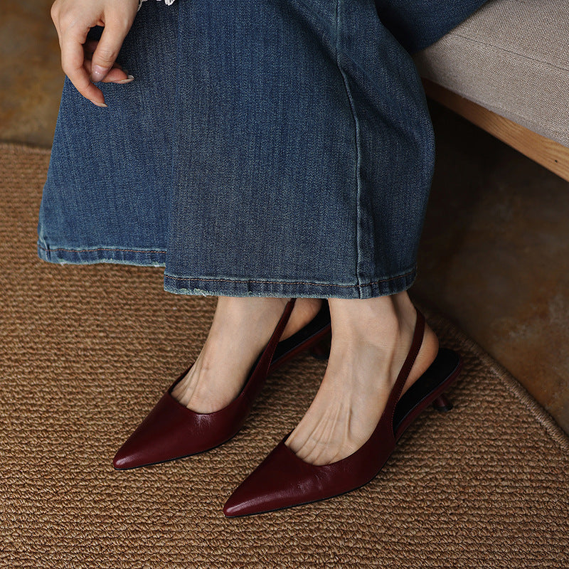 Women's Lambskin Leather Slingback Heels