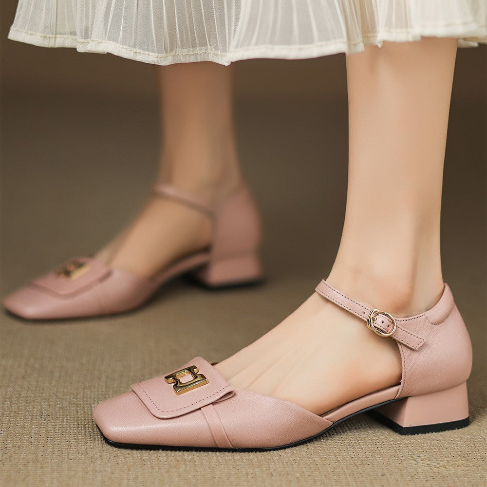 Women's Buckle Leather Mary-Janes