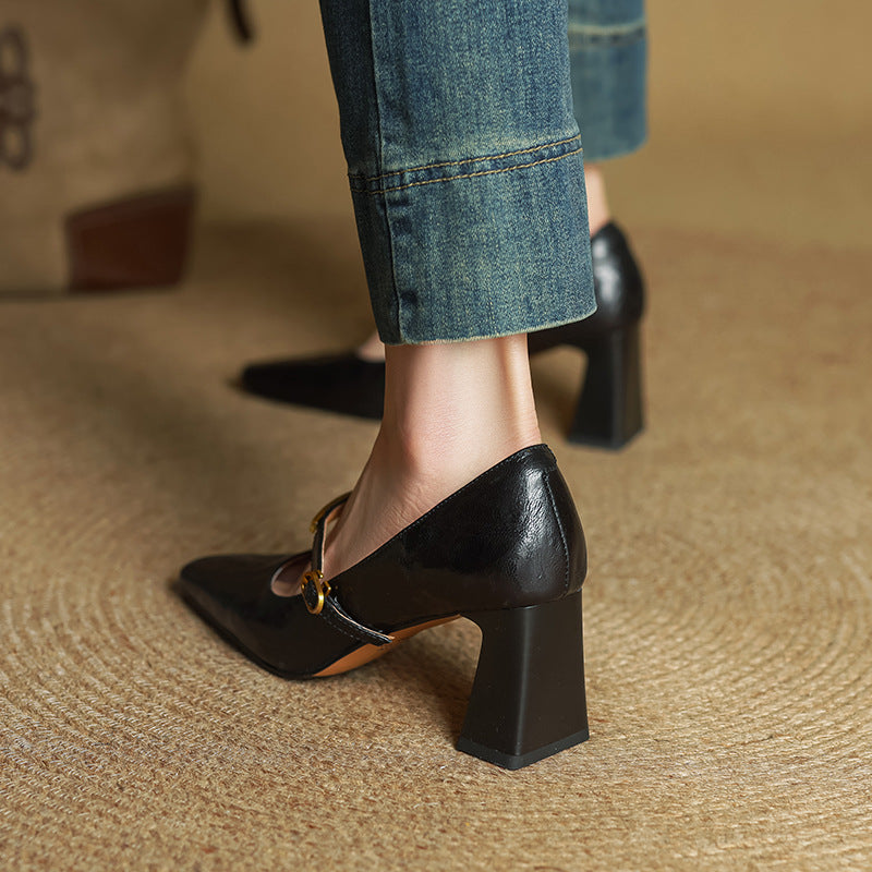 Women's Leather Strap Pumps