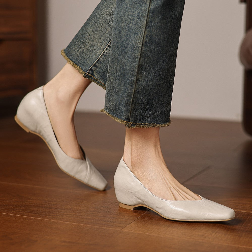 Women's Square-Toe Leather Flat