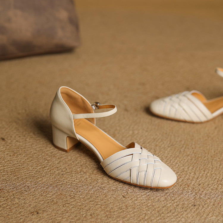 Women's Woven Leather Heels
