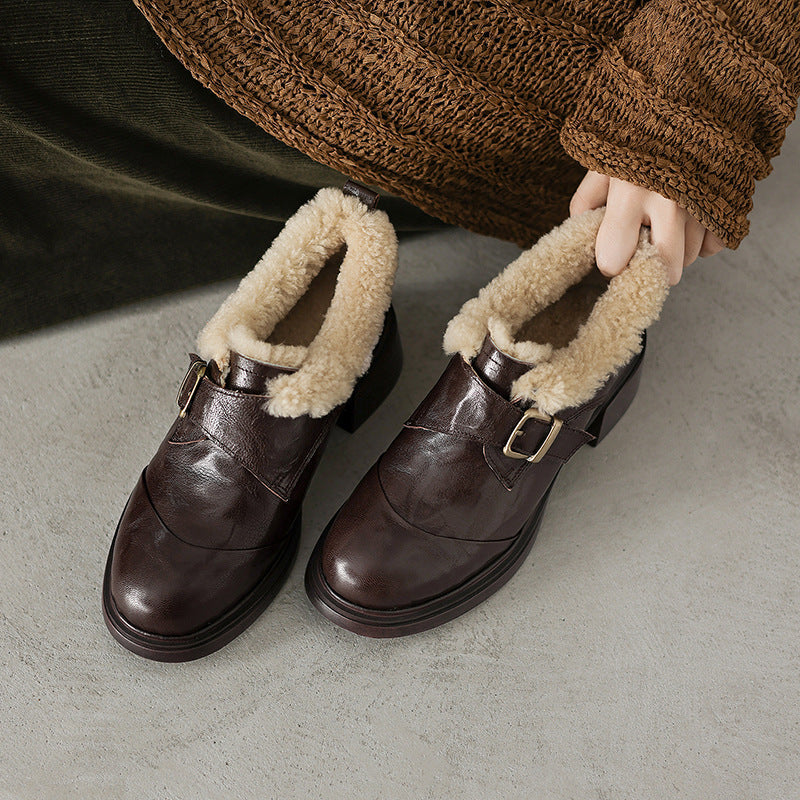 Women's Shearling Leather Oxford Heels