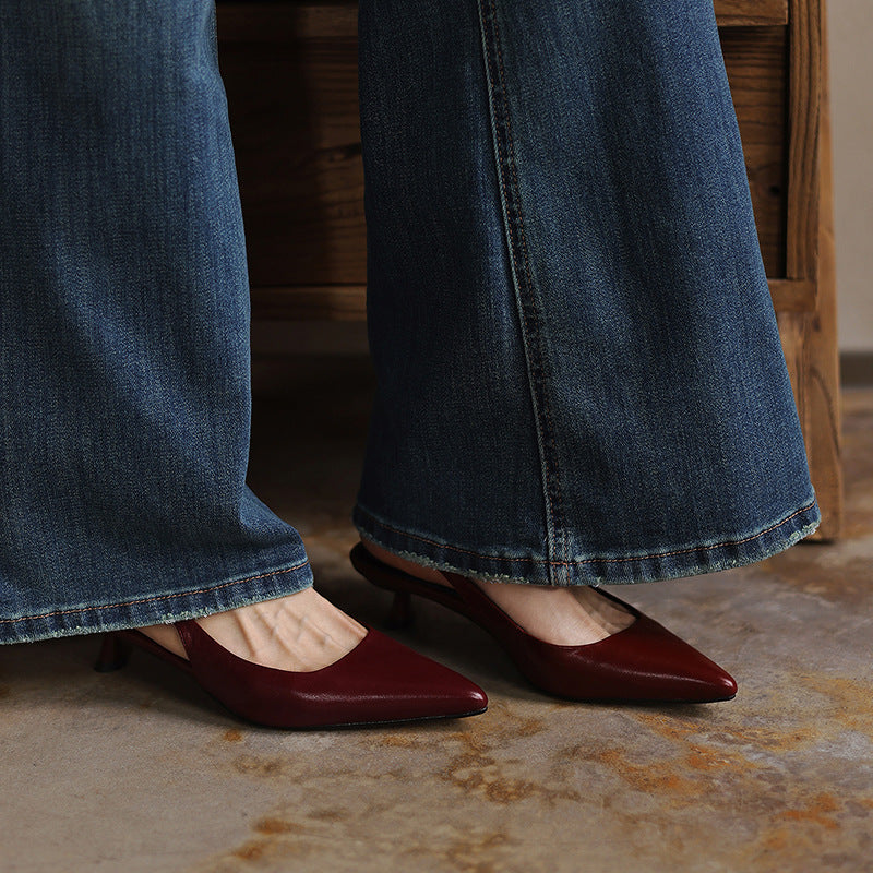 Women's Lambskin Leather Slingback Heels