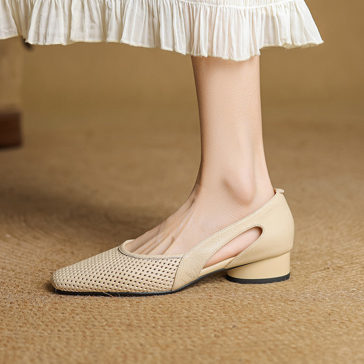 Women's Mesh Leather Heels