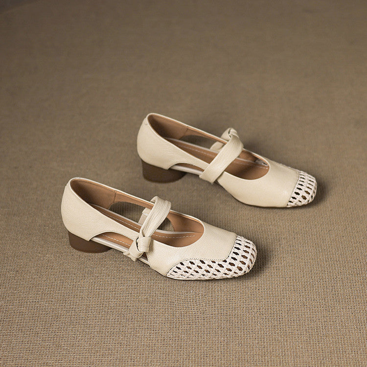 Women's Woven Leather Mary Janes