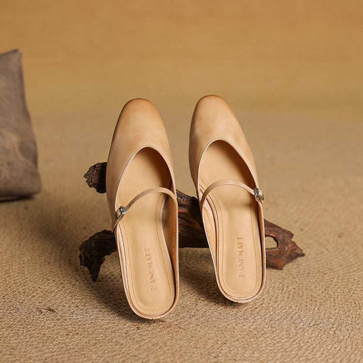 Women's Mary-Jane Leather Mules