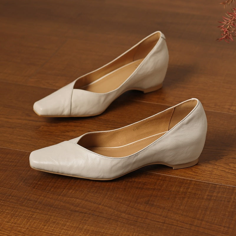 Women's Square-Toe Leather Flat