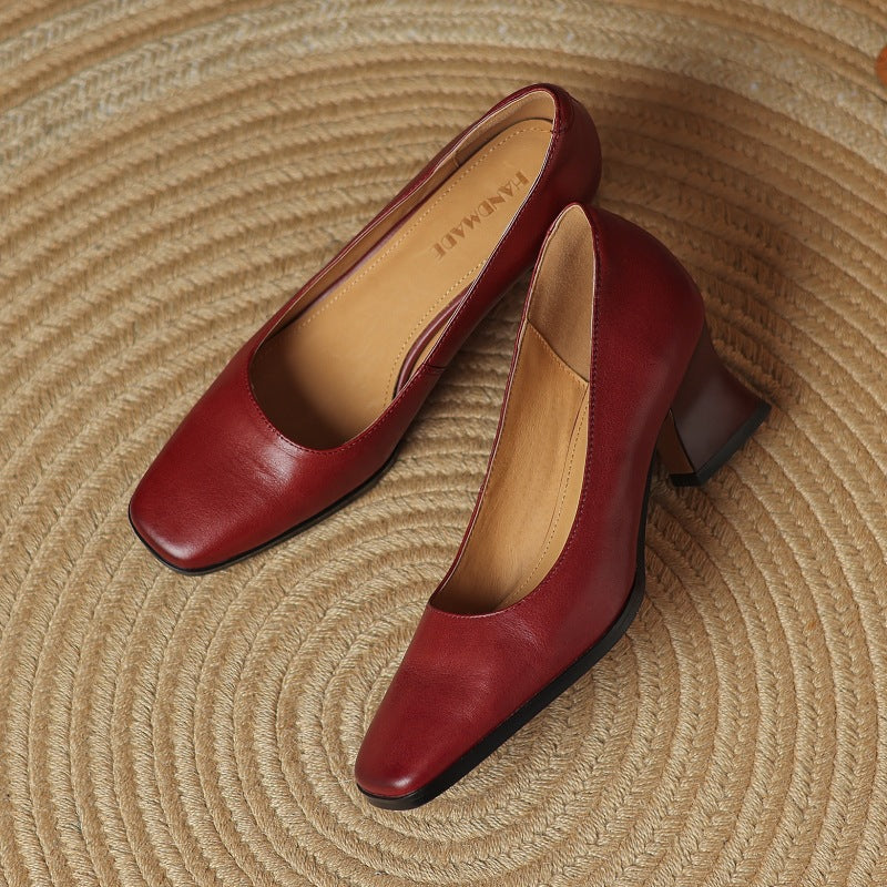 Women's Leather Square Pumps