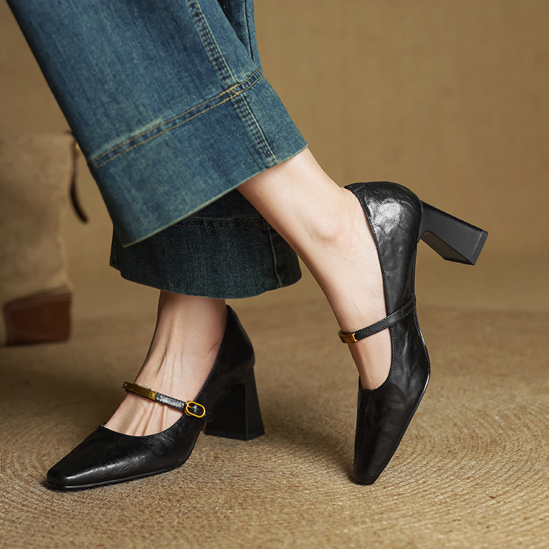 Women's Leather Strap Pumps