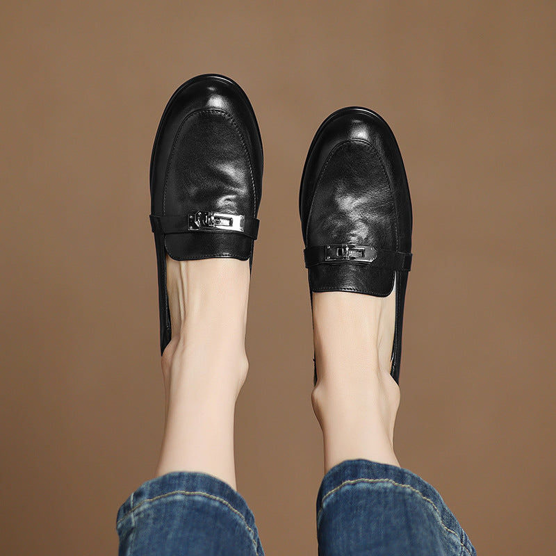 Women's Lock Accent Leather Loafers