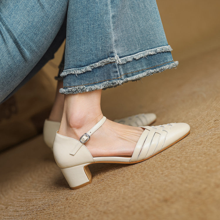 Women's Woven Leather Heels