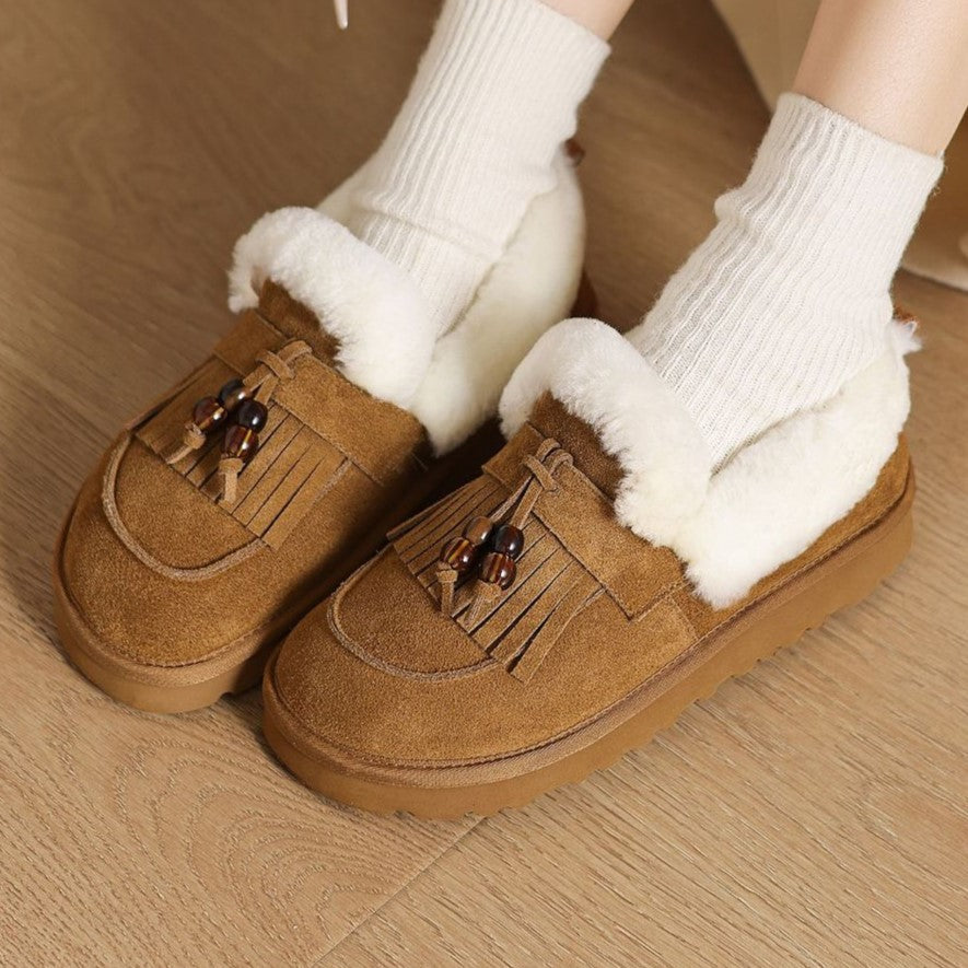 Women's Shearling Suede Loafers