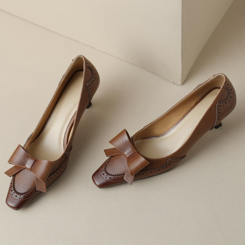 Women's Leather Ribbon Pumps