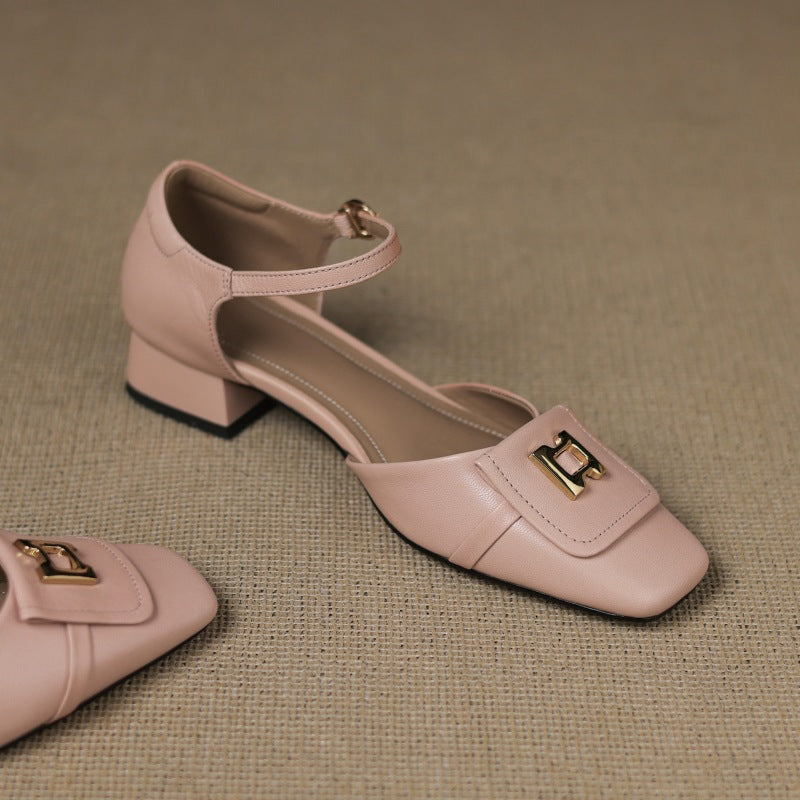 Women's Buckle Leather Mary-Janes
