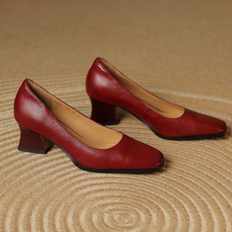 Women's Leather Square Pumps