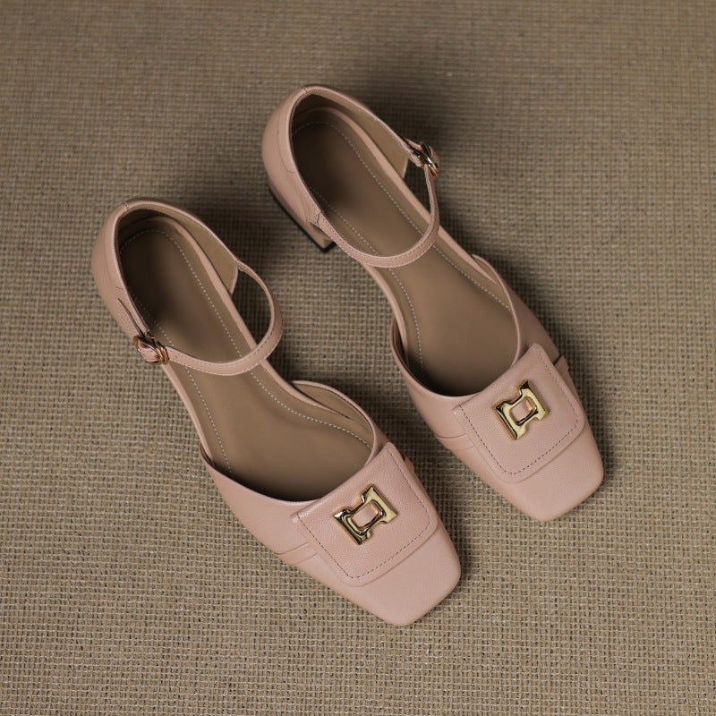 Women's Buckle Leather Mary-Janes