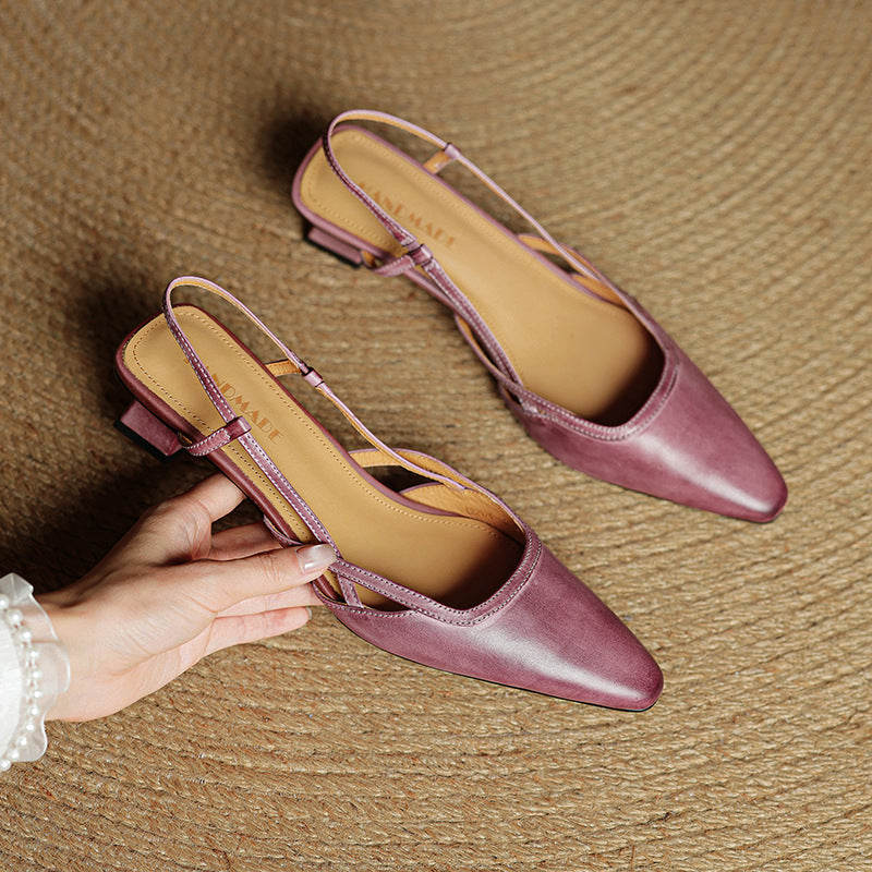 Women's Slingback Leather Heels