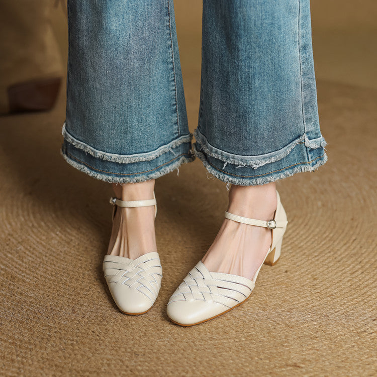 Women's Woven Leather Heels