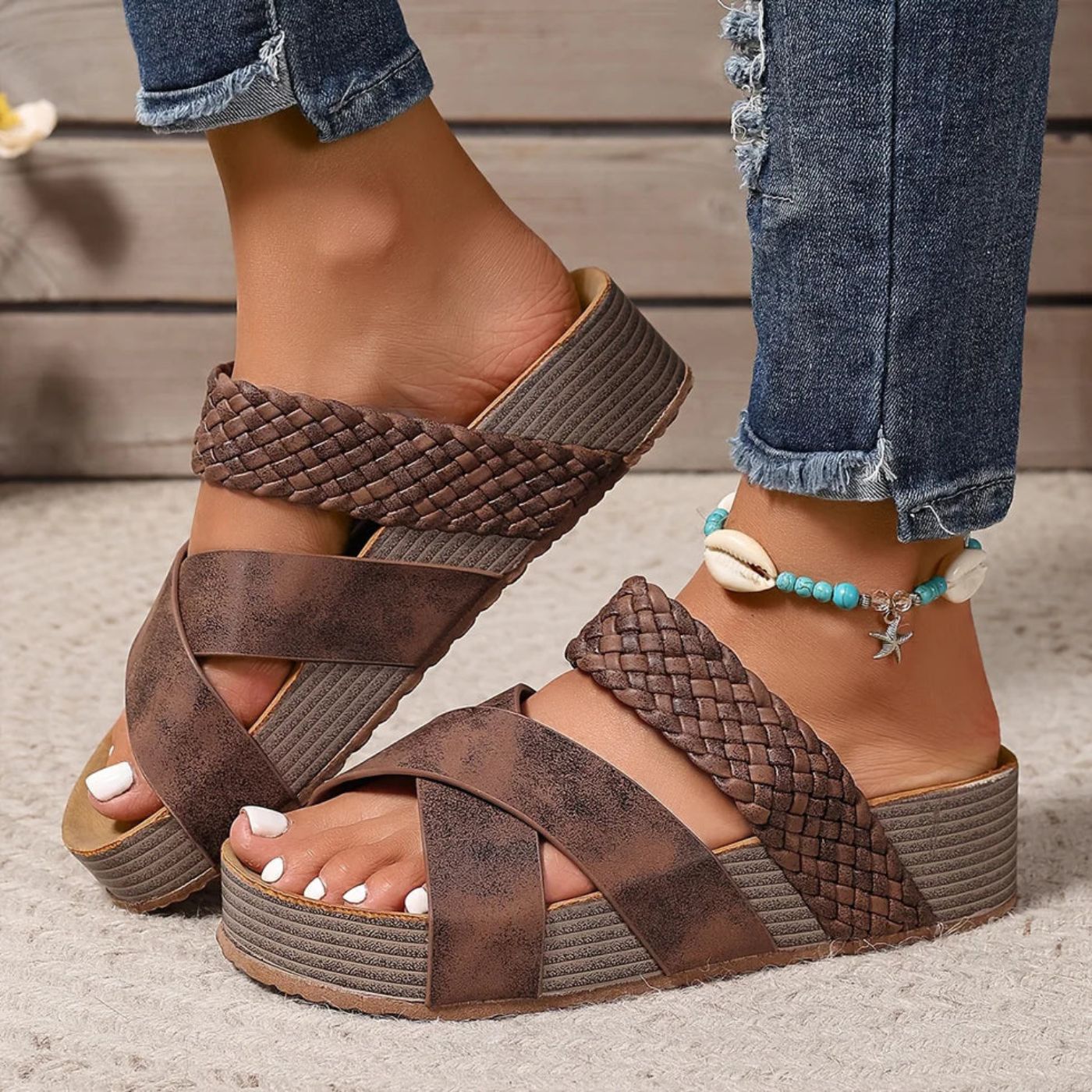 Kestelle™ | Orthopedic Cross-Strap Platform Sandals