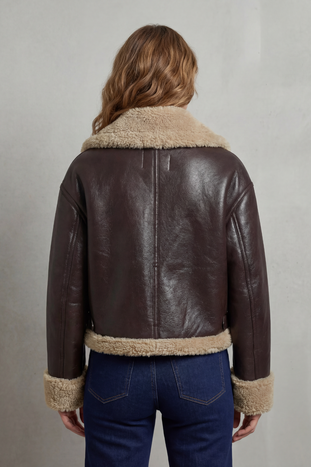 Women's Double-sided Fleece Cropped Aviator Jacket