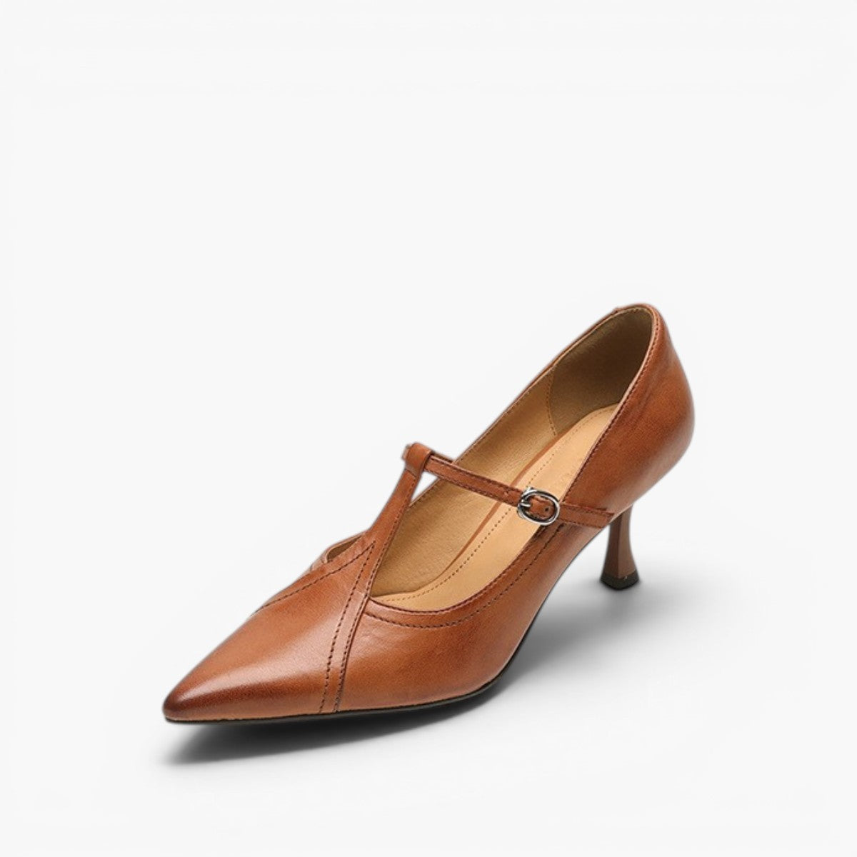 Women's Leather T-strap Pumps