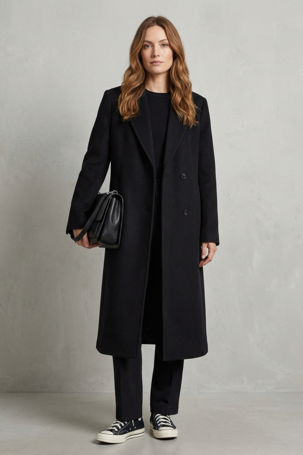 Women's Herringbone Weave Hepburn Wool Overcoat