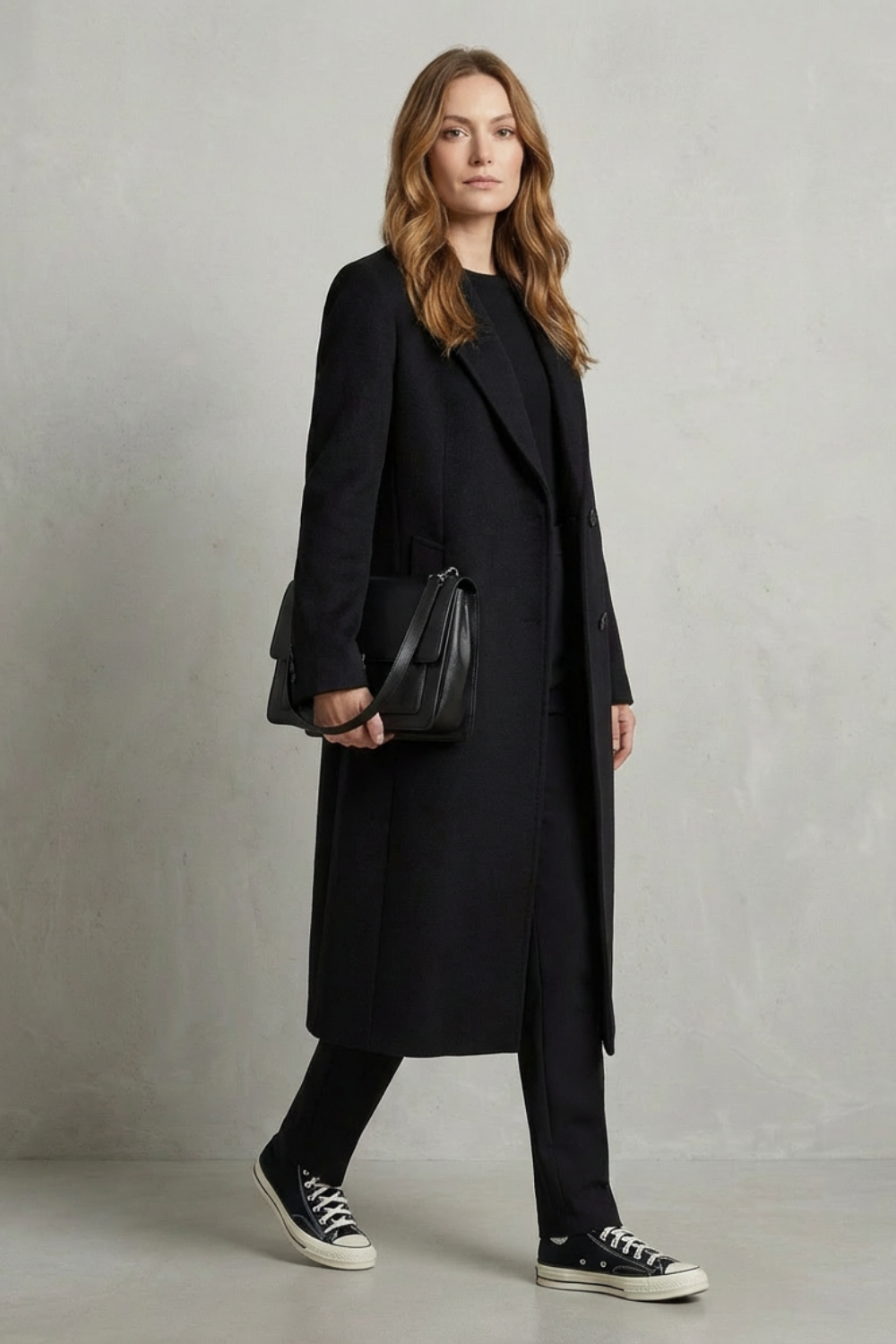 Women's Herringbone Weave Hepburn Wool Overcoat