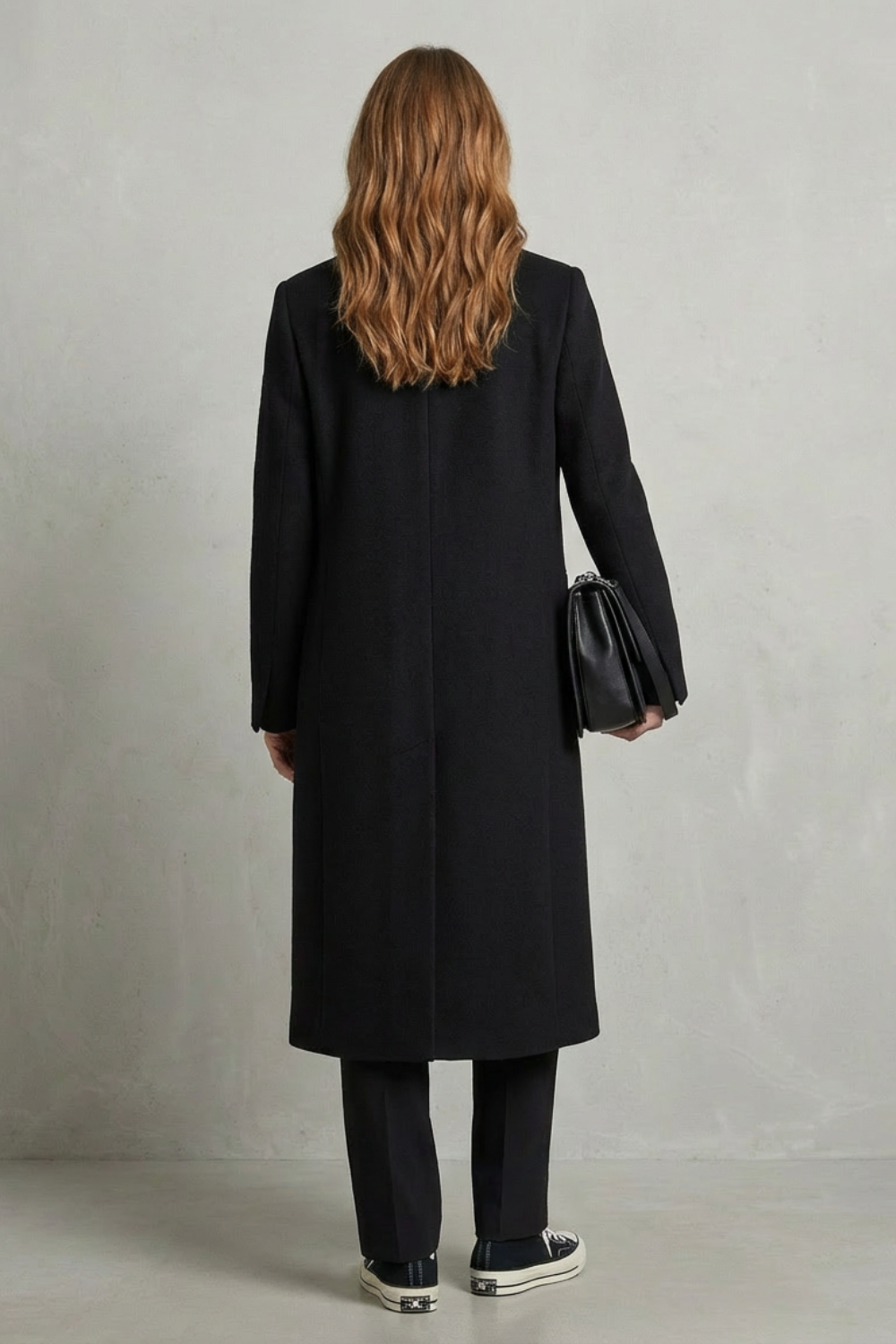 Women's Herringbone Weave Hepburn Wool Overcoat