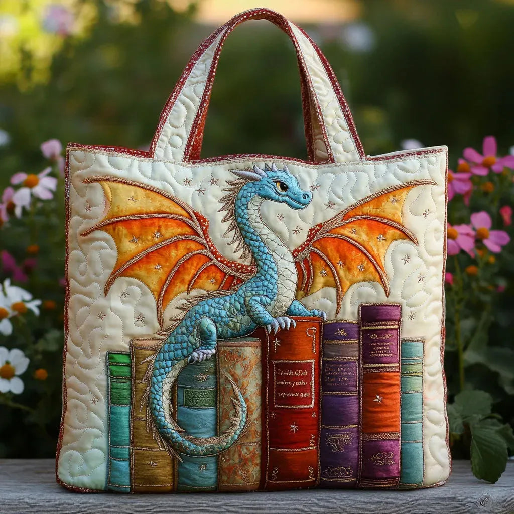 Nyrelle™ | Quilted Dragon Book Tote Bag