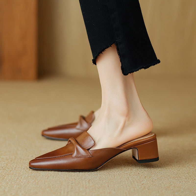 Women's Pointed Leather Mules