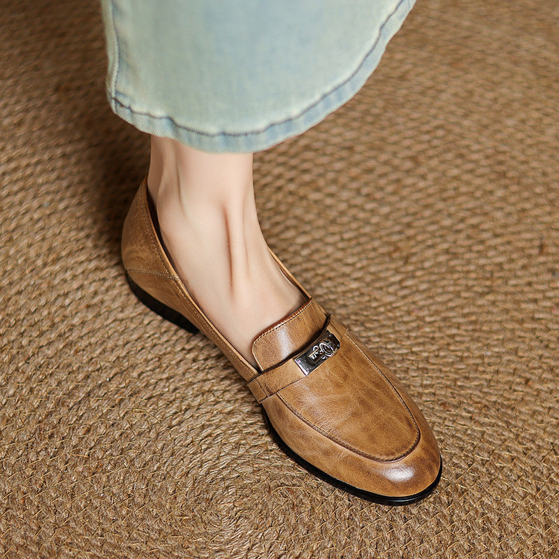 Women's Lock Accent Leather Loafers