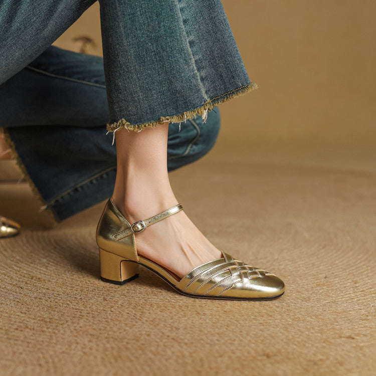 Women's Woven Leather Heels