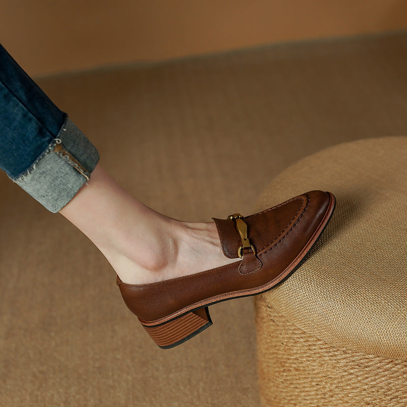 Women's Metal-Bit Leather Loafers