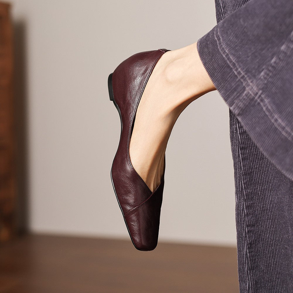 Women's Square-Toe Leather Flat