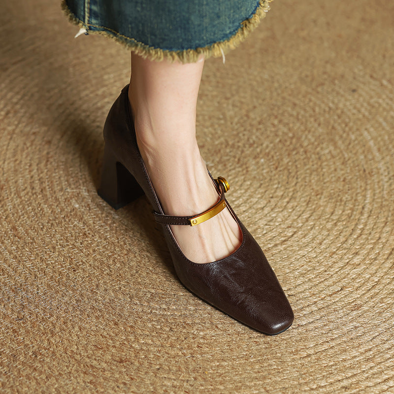 Women's Leather Strap Pumps