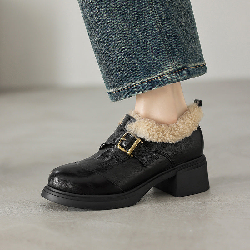 Women's Shearling Leather Oxford Heels