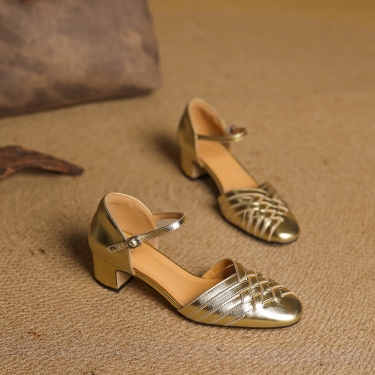 Women's Woven Leather Heels