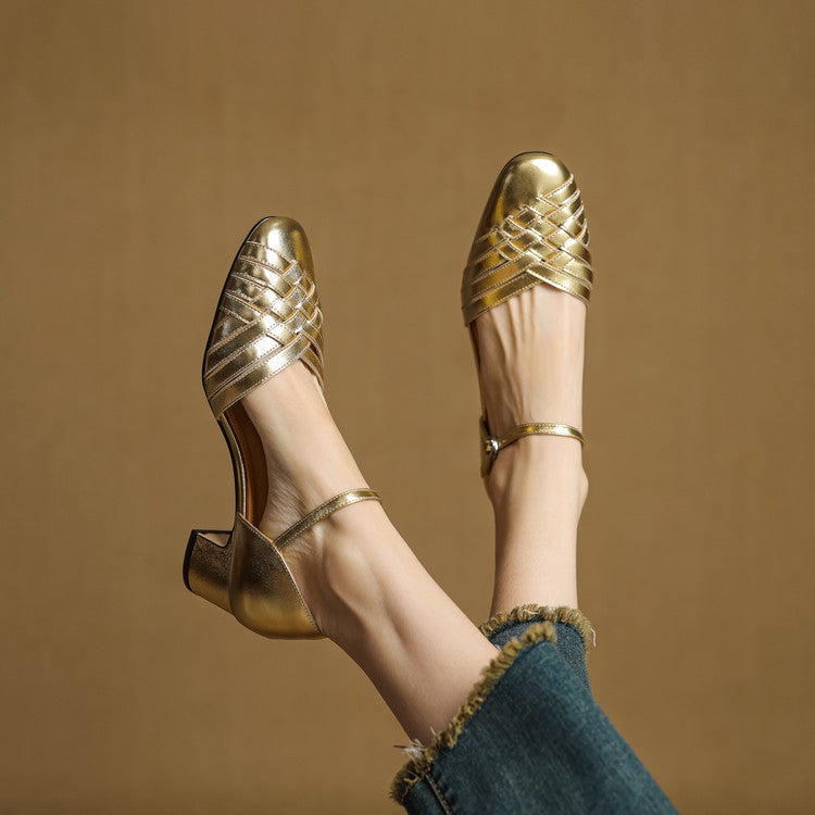 Women's Woven Leather Heels