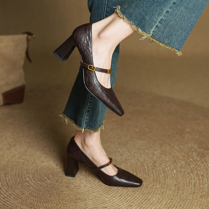 Women's Leather Strap Pumps