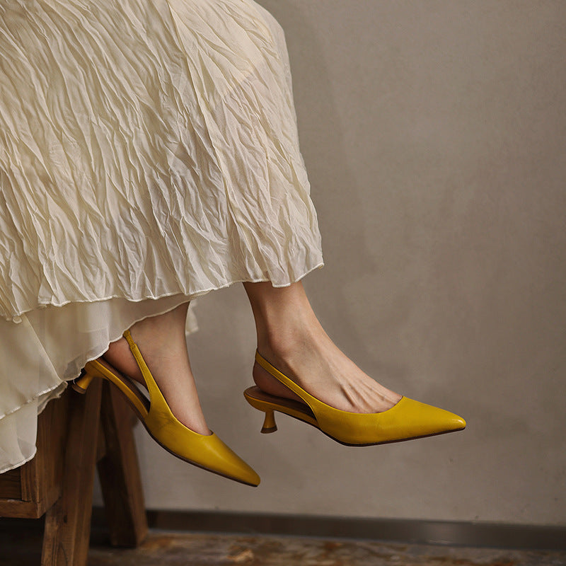Women's Lambskin Leather Slingback Heels