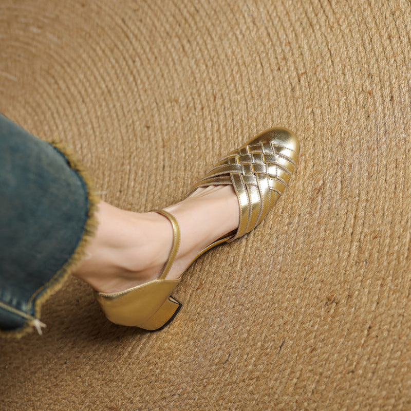 Women's Woven Leather Heels