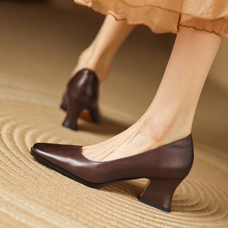 Women's Leather Square Pumps