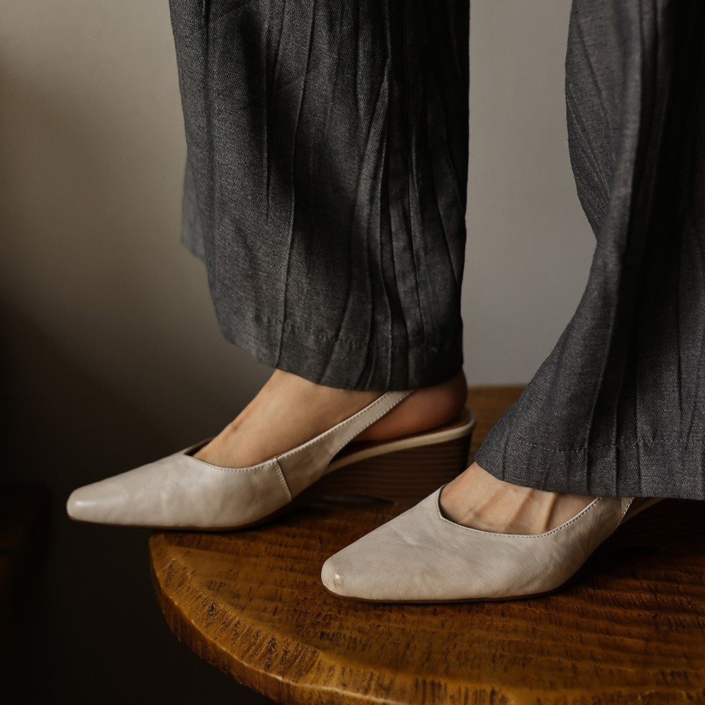 Women's Slingback Leather Heels