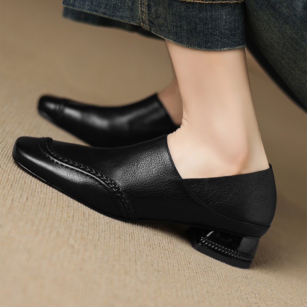 Women's Square-Toe Leather Slip-On