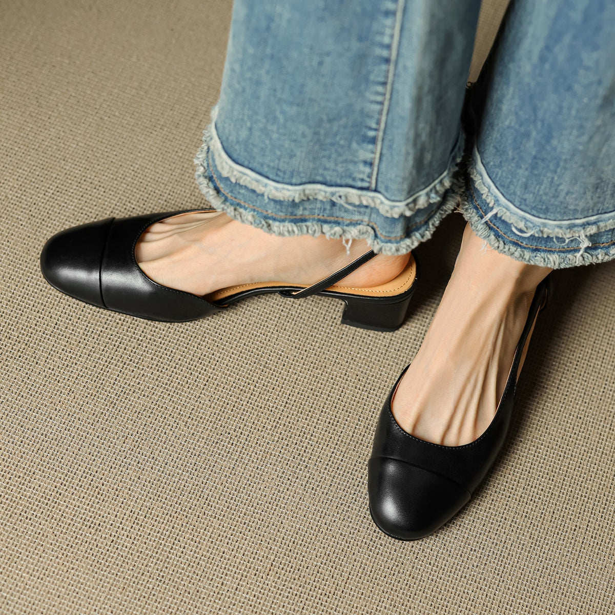 Women's Slingback Leather Heels